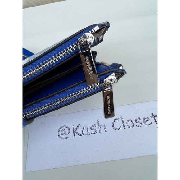 Michael Kors MK Double Zip Wristlet Wallet - Pale Ocean Multi - Picture 7 of 9